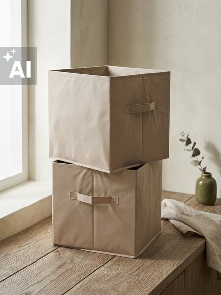 Sinsay - Skládací úložné koše s úchyty sada 2 ks - béžová