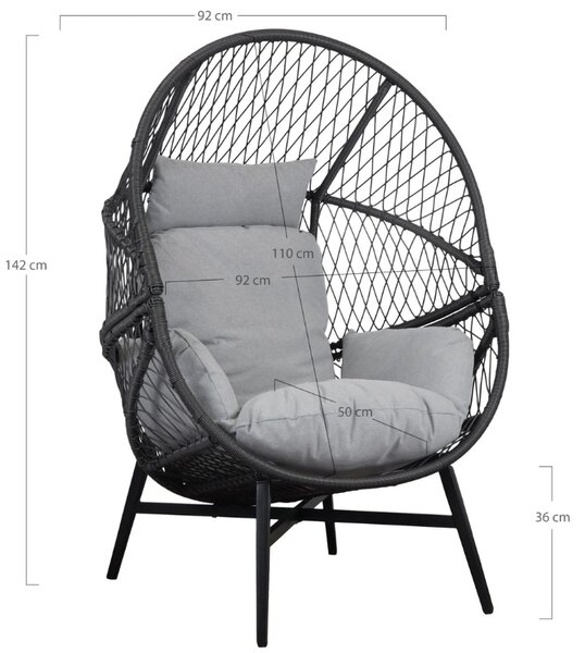 Nordic Living Černé plastové zahradní lounge křeslo Rosario