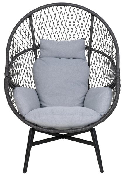 Nordic Living Černé plastové zahradní lounge křeslo Rosario