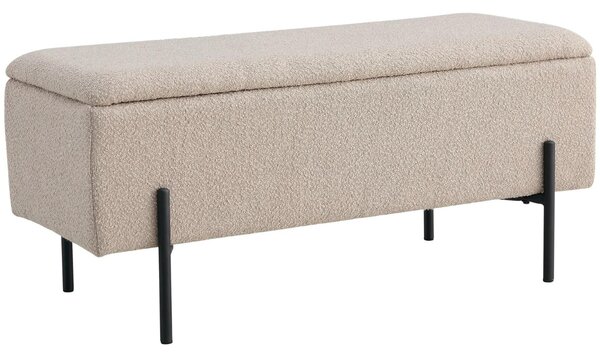 Nordic Living Béžová bouclé lavice Wilfred 95 cm