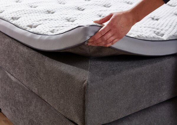 POSTEL BOXSPRING, 180/200 cm, šedá Esposa - Postele s úložným prostorem