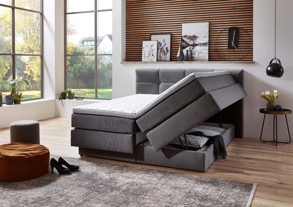 POSTEL BOXSPRING, 180/200 cm, šedá Esposa - Postele s úložným prostorem