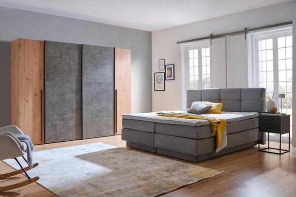 POSTEL BOXSPRING, 180/200 cm, šedá Esposa - Postele s úložným prostorem