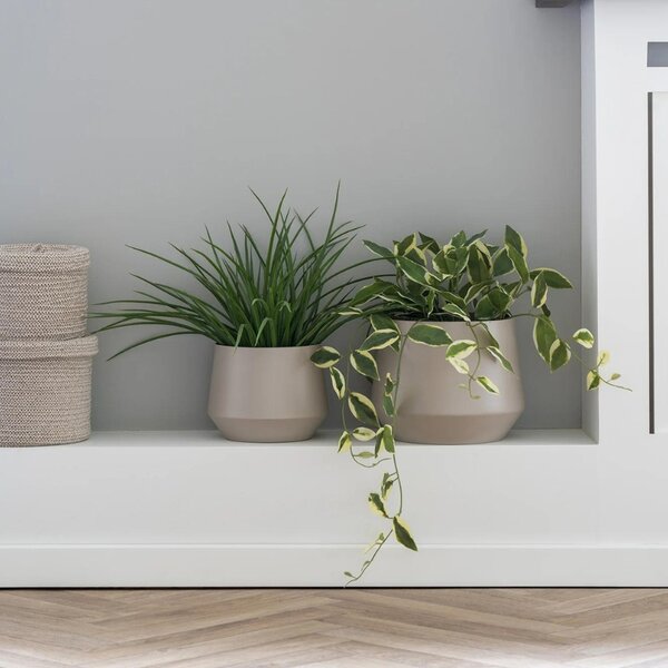 Nordic Living Set dvou pískově hnědých kovových květináčů Trofa Ø 20/25 cm