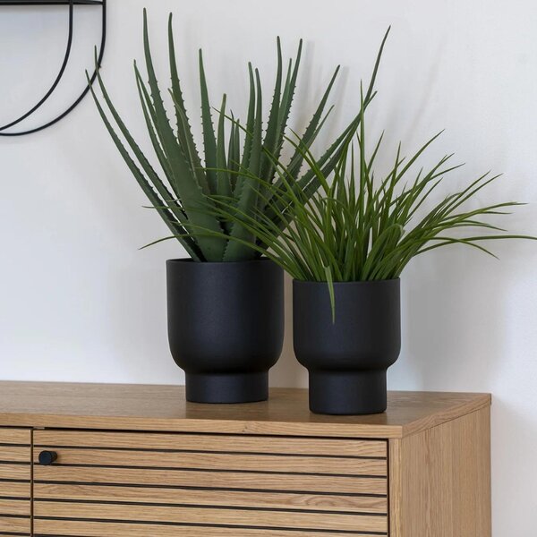 Nordic Living Set dvou černých kovových květináčů Fulda Ø 14/16 cm