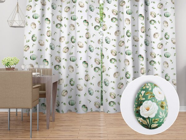 Biante Dekorační závěs TF-136 Zelené květované kraslice na bílém 140x140 cm