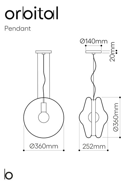 Bomma Luxusní závěsné svítidlo Orbital ⌀ 36 cm Povrch Montury: Broušená zlatá, Barva skla: Měsíční čirá