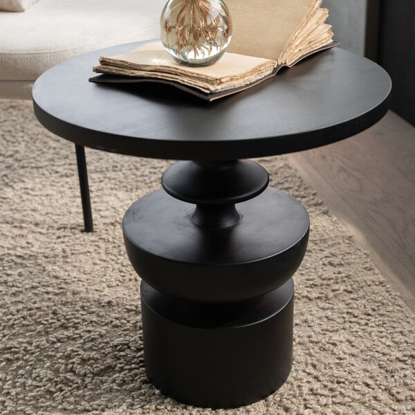 Černý dřevěný odkládací stolek J-line Gooa 48 cm