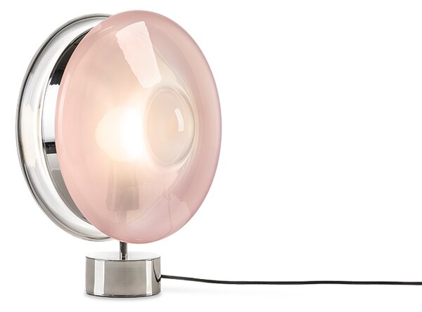 Luxusní stolní lampa Bomma Orbital Povrch Montury: broušená stříbrná, Barva skla: Čirá + růžová