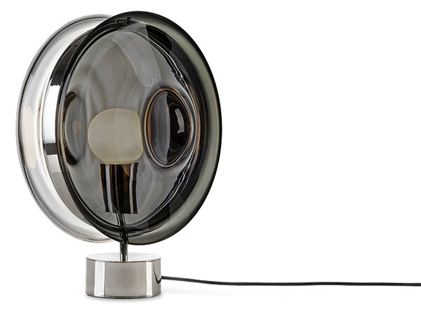 Luxusní stolní lampa Bomma Orbital Povrch Montury: broušená stříbrná, Barva skla: Čirá + růžová