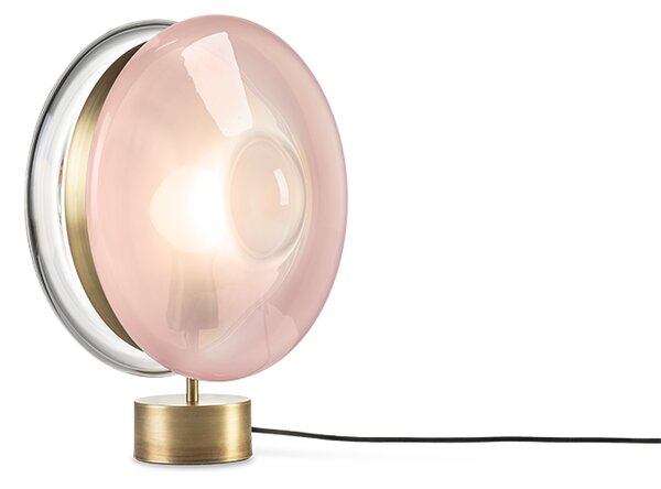 Luxusní stolní lampa Bomma Orbital Povrch Montury: broušená stříbrná, Barva skla: Čirá + růžová