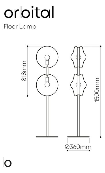 Luxusní stojací lampa Bomma Orbital Povrch Montury: Broušená zlatá, Barva skla: Růžová + bílá
