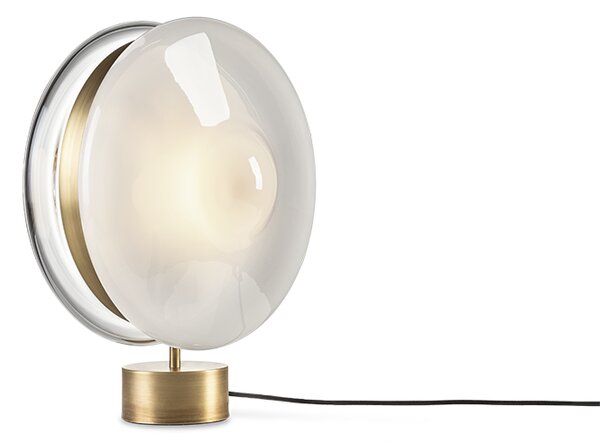 Luxusní stolní lampa Bomma Orbital Povrch Montury: broušená stříbrná, Barva skla: Čirá + růžová