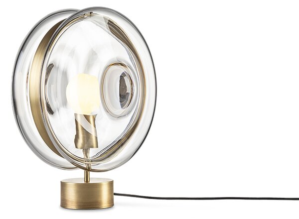 Luxusní stolní lampa Bomma Orbital Povrch Montury: broušená stříbrná, Barva skla: Čirá + růžová