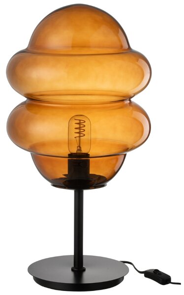 Hnědá skleněná stolní lampa J-line Sponky