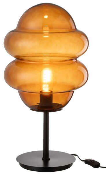 Hnědá skleněná stolní lampa J-line Sponky