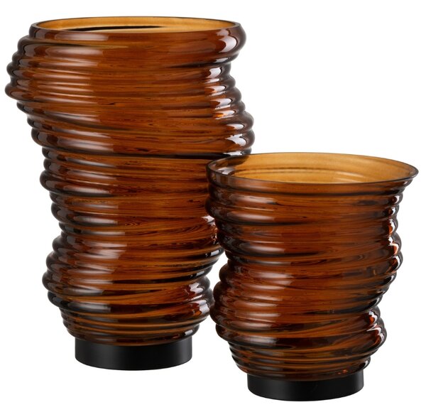 Hnědá skleněná váza J-line Torney 17 cm