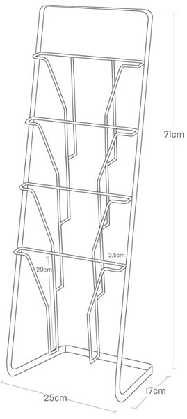 Černý kovový stojan na časopisy Yamazaki Tower 71 cm