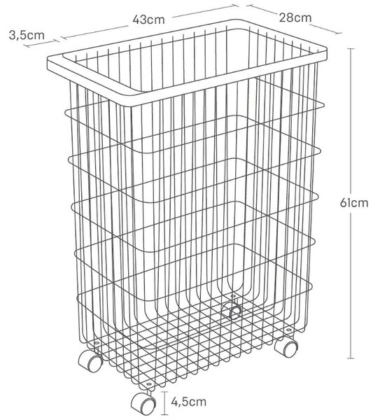 Černý kovový koš na prádlo Yamazaki Tower 55 l
