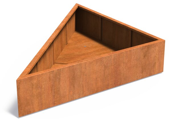 Cortenový trojúhelníkový květináč 1800 x 1800 x 400 mm