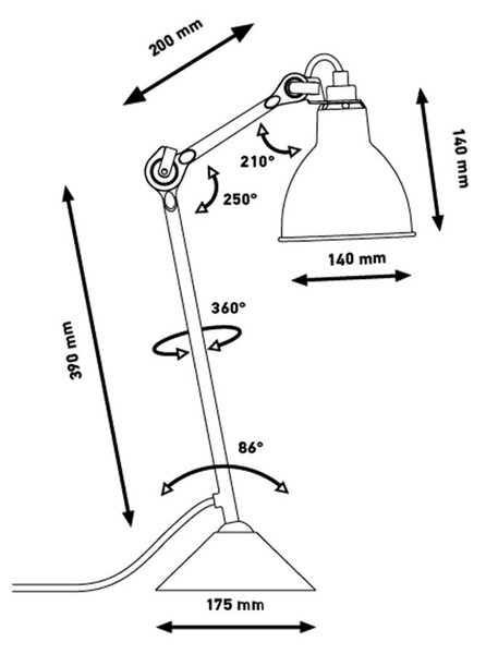Stolní lampa Lampe Gras, Měděná, Pracovna, Kov
