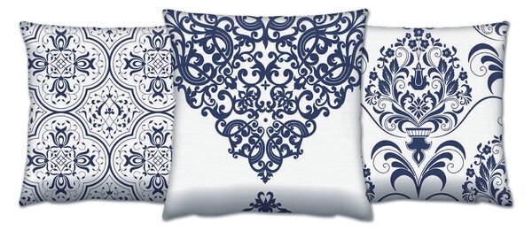 ASIR Dekorační polštářky MODRÝ FOLKLOR 43 x 43 cm bavlna/polyester