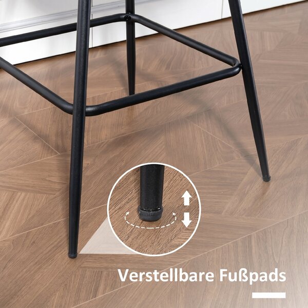 HOMCOM 2-Pack Bar Stools, 26.8 in Swivel Counter Stools with Backrest, Padded PU Leather, Footrest & Steel Legs for Kitchen Island and Dining – Black