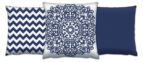 ASIR Sada dekoračních polštářků MOTIVY MODRÁ 43 cm bavlna/polyester