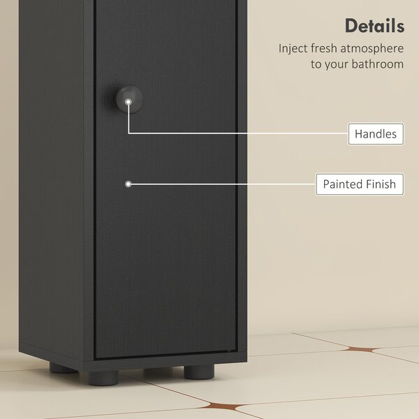 Kleankin Slim Bathroom Cabinet, Tall Toilet Cupboard with Drawer and 4 Open Shelves, Space-Saving Bathroom & Living Room Storage, 8 x 8 x 71 in (20 x