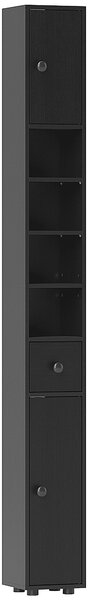 Kleankin Slim Bathroom Cabinet, Tall Toilet Cupboard with Drawer and 4 Open Shelves, Space-Saving Bathroom & Living Room Storage, 8 x 8 x 71 in (20 x