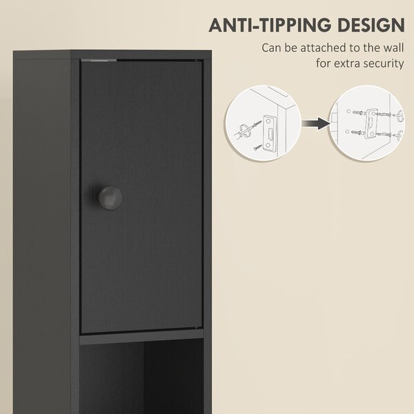 Kleankin Slim Bathroom Cabinet, Tall Toilet Cupboard with Drawer and 4 Open Shelves, Space-Saving Bathroom & Living Room Storage, 8 x 8 x 71 in (20 x