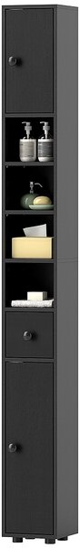 Kleankin Slim Bathroom Cabinet, Tall Toilet Cupboard with Drawer and 4 Open Shelves, Space-Saving Bathroom & Living Room Storage, 8 x 8 x 71 in (20 x