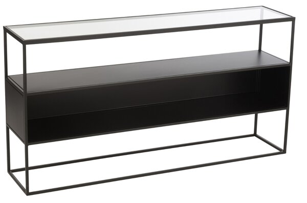 Černý kovový toaletní stolek J-line Geom 140 x 30 cm