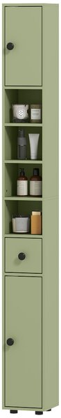 Kleankin Slim Tall Bathroom Cabinet — Narrow Toilet Storage with Drawer & 4 Open Shelves, Ideal for Small Bathrooms & Living Rooms, 20 x 20 x 180 cm (