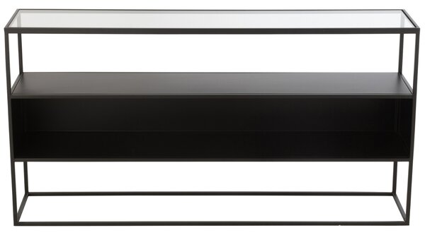 Černý kovový toaletní stolek J-line Geom 140 x 30 cm