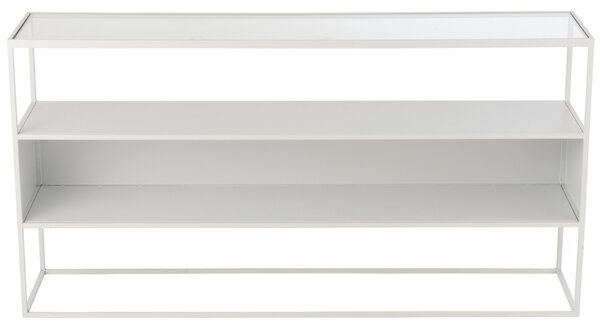 Bílý kovový toaletní stolek J-line Geom 140 x 30 cm