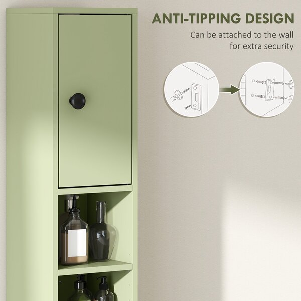 Kleankin Slim Tall Bathroom Cabinet — Narrow Toilet Storage with Drawer & 4 Open Shelves, Ideal for Small Bathrooms & Living Rooms, 20 x 20 x 180 cm (