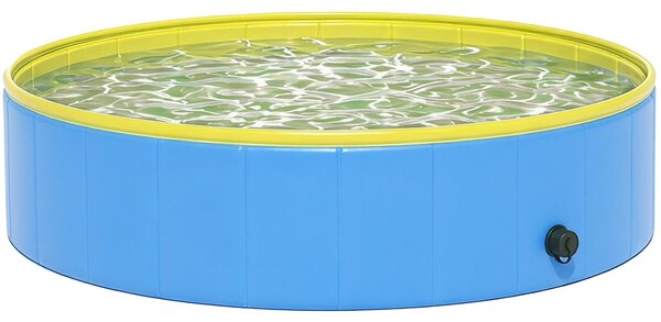 PawHut skládací bazén pro střední a velké psy, 120 × 30 cm – protiskluzový přenosný bazén – modrý | Aosom