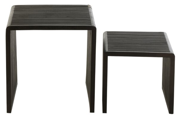 Set dvou černých dřevěných konferenčních stolků J-line Yella 50 x 45/40 x 40 cm