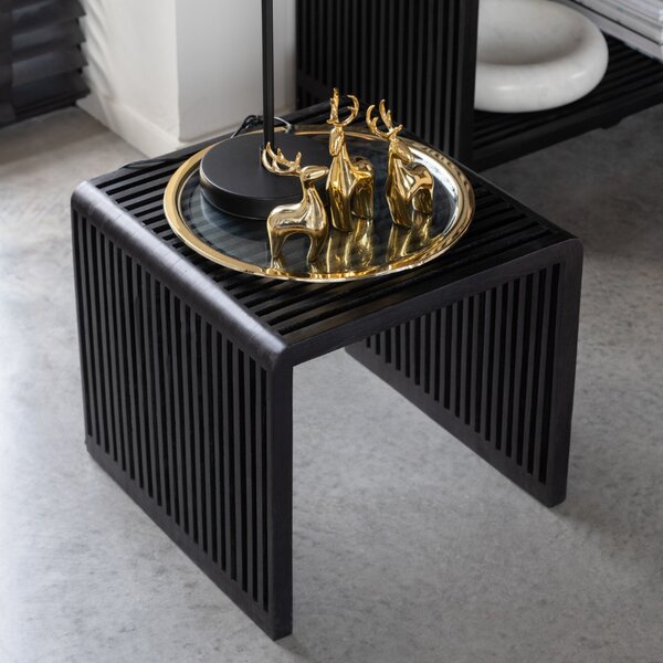 Set dvou černých dřevěných konferenčních stolků J-line Yella 50 x 45/40 x 40 cm