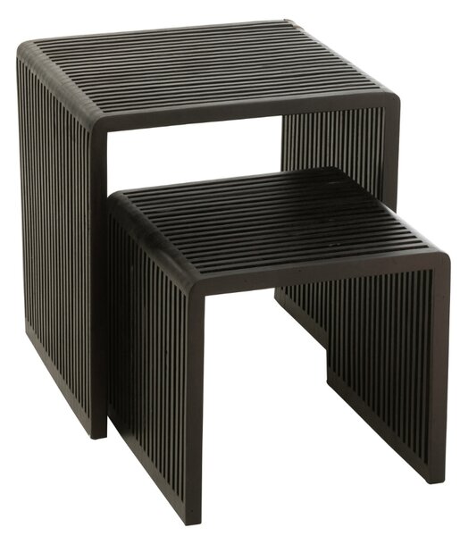 Set dvou černých dřevěných konferenčních stolků J-line Yella 50 x 45/40 x 40 cm