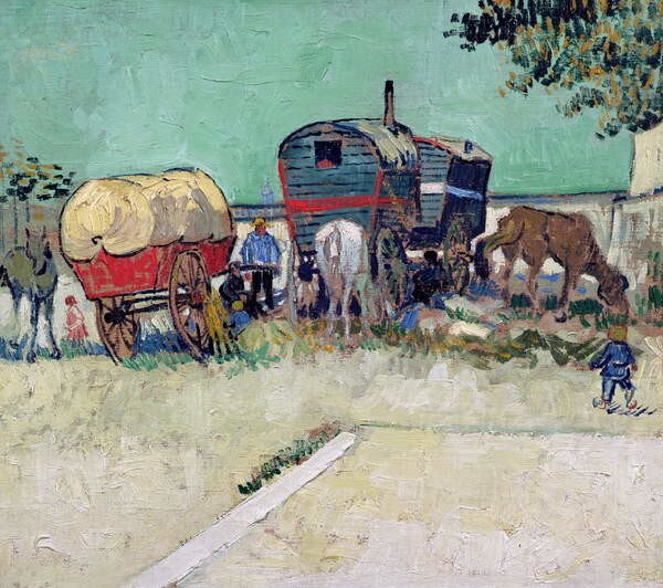 Vincent van Gogh - Obrazová reprodukce The Caravans, Gypsy Encampment near Arles, 1888, (40 x 35 cm)