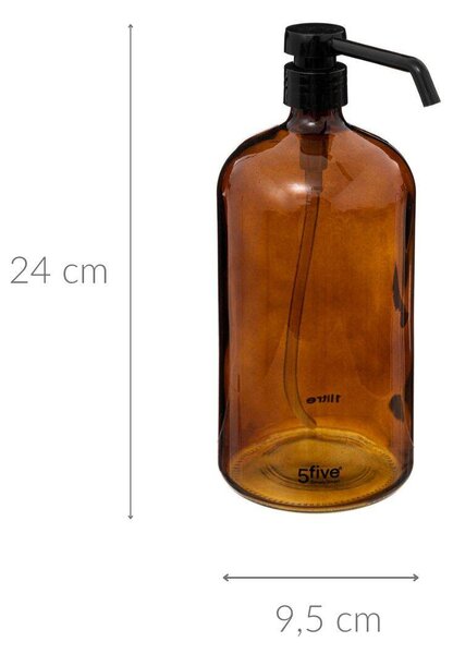 Dávkovač na mýdlo, skleněný, 1 L, hnědý