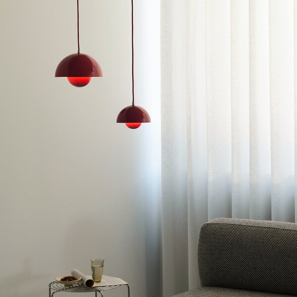 Závěsná svítidlo &Tradition, Flowerpot VP1, stmívatelné, Červená, Obývací pokoj, Kov, Design