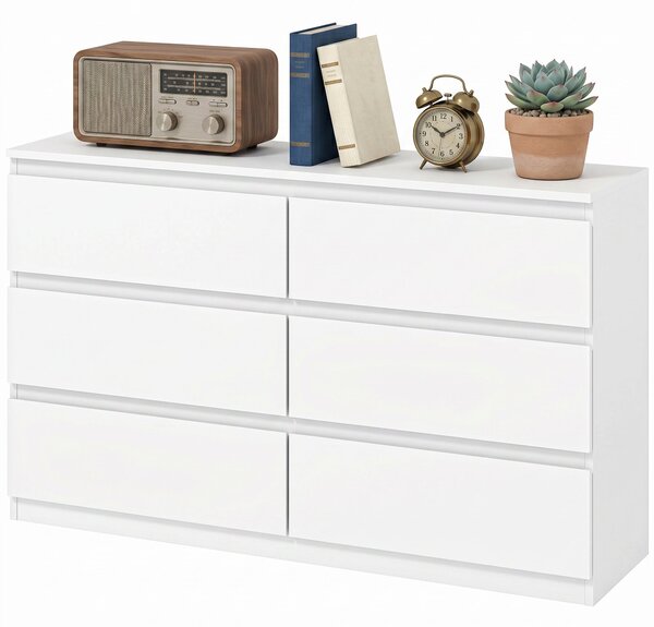 HOMCOM komoda s 3 zásuvkami, moderní bezúchytový design pro obývací pokoj, ložnici a předsíň – bílá (112 × 34 × 75 cm) | Aosom