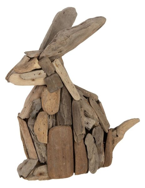 Hnědá antik dekorace králík z recyklovaného dřeva - 30*16*35 cm - J-Line by Jolipa