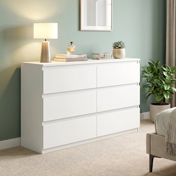 HOMCOM komoda s 3 zásuvkami, moderní bezúchytový design pro obývací pokoj, ložnici a předsíň – bílá (112 × 34 × 75 cm) | Aosom