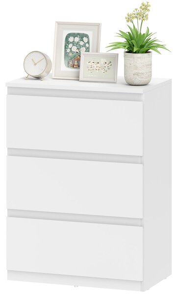 HOMCOM 3zásuvková komoda – moderní bílá skříňka do obývacího pokoje, ložnice a předsíně, 55 x 34 x 75 cm | Aosom