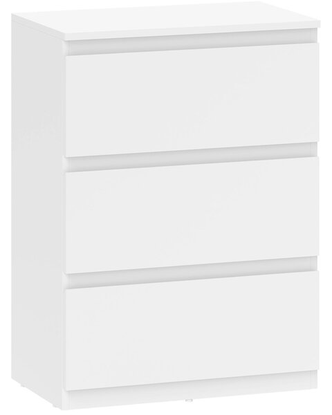 HOMCOM 3zásuvková komoda – moderní bílá skříňka do obývacího pokoje, ložnice a předsíně, 55 x 34 x 75 cm | Aosom