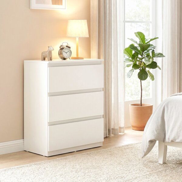 HOMCOM 3zásuvková komoda – moderní bílá skříňka do obývacího pokoje, ložnice a předsíně, 55 x 34 x 75 cm | Aosom